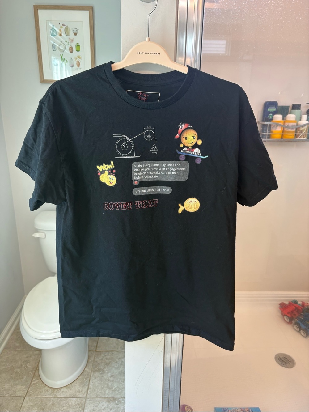 Covet‎ That Graphic Skate T Shirt Men's Large Black Skater Y2K Streetwear Tee